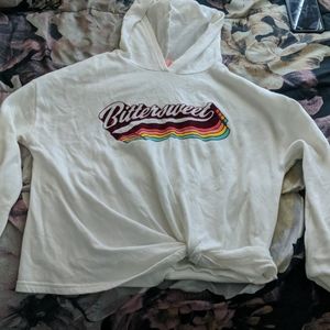 Cropped "bittersweet" white hoodie